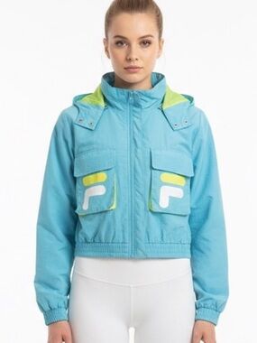 Fila Cropped Windbreaker with Hood Jacket L